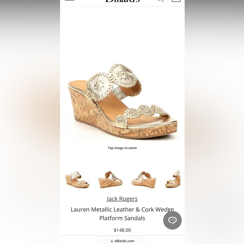 Jack Rogers Lauren Gold Wedge Sandals Size 7